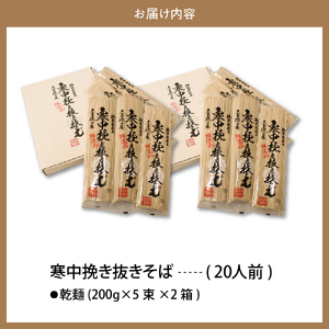 寒中挽き抜きそば ( 20人前 ) 山形 蕎麦 乾麺 天童 08-13-001