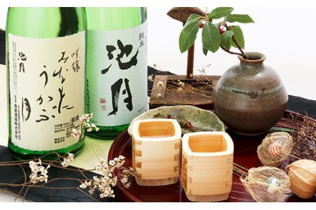 【鳥屋酒造】 日本酒 飲み比べセット みなもにうかぶ月 と 純米池月 720ml [道の駅織姫の里なかのと 石川県 中能登町 nk17amw270056]