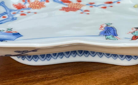 有田焼 色絵梅花人物文木の葉形銘々皿 2枚 セット 【有田焼 花伝作】食器 器 うつわ 和皿 銘々皿 上品 日本食 梅 花 銘々皿 35000円 A35-379