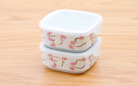 【波佐見焼】角パック 唐草 ピンク 2個セット【団陶器】[PB214]
