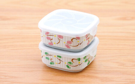 【波佐見焼】角パック 唐草 ペア 2色セット グリーン・ピンク【団陶器】[PB216]