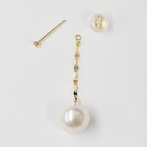 S085-480_あこや真珠 天草 ピアス アメリカン ダイヤモンド 0.02ct 7.5mm - 8mm ホワイトピンク 真珠 
