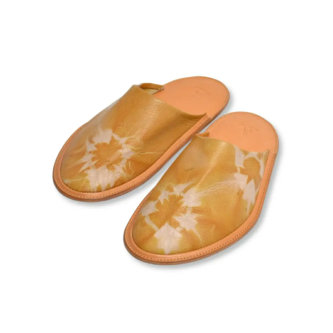 信州鹿革：杏染革ルームスリッパ（L）｜ レザー ルームスリッパ  千曲市 長野県産 信州
