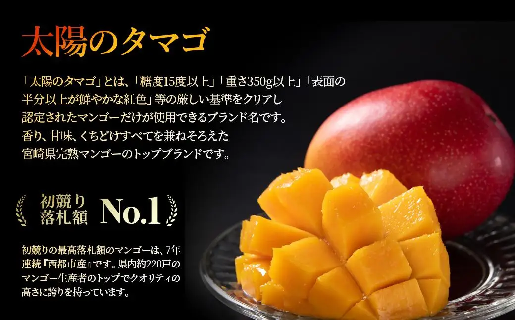 5月発送【先行予約】最高級ブランド『太陽のタマゴ』2L×2個【糖度15度以上】宮崎県西都市産完熟マンゴー＜68-1a＞宮崎マンゴー 果物 フルーツ 甘い