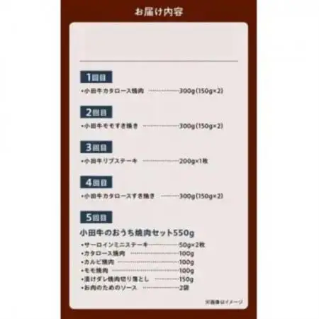 【毎月定期便】「小田牛」定期便～肉三昧～全5回【配送不可地域：離島】【4082154】