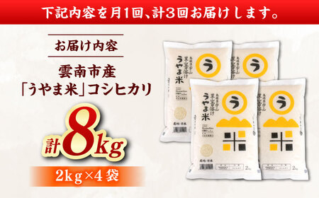 【全3回定期便】うやま米コシヒカリ 8kg（2kg×4）[AIDB078] 米 定期便
