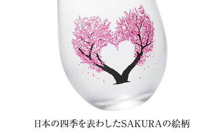 温度で変化する器 フリーグラス 『冷感ハート桜』　 多治見市 / 丸モ高木陶器[TBA262]
