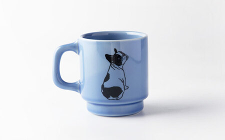 【美濃焼】 フレンチブル マグ ペア キャメル×ブルー【TOKI MINOYAKI／カクニ】食器 マグカップ 犬[MEE090]