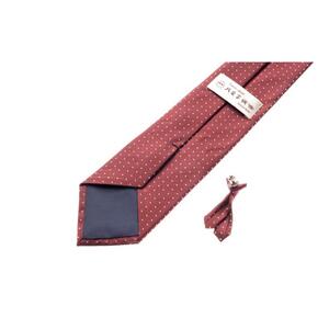 シルク100%のネクタイ＆「ｐ-Ｔｉｅ」（ネクタイ型ピンバッジ）セット（レッド）