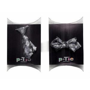シルク100%のミニネクタイ　「ｐ-Ｔｉｅ」2種セット（シルバー系）