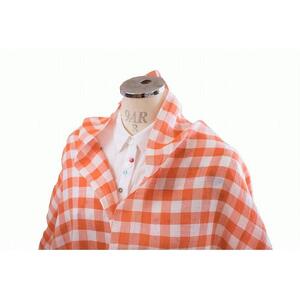 糸から日本製、旧式織機でかたこと織り上げたサラッと涼やかラミーコットンストール（オレンジ）