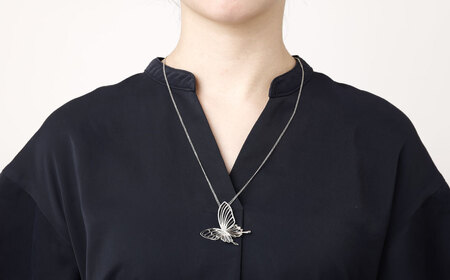 プラチナ950ダイヤモンド蝶モチーフペンダント 0.35ct ／ 60cm (12371100239) [21470823]
