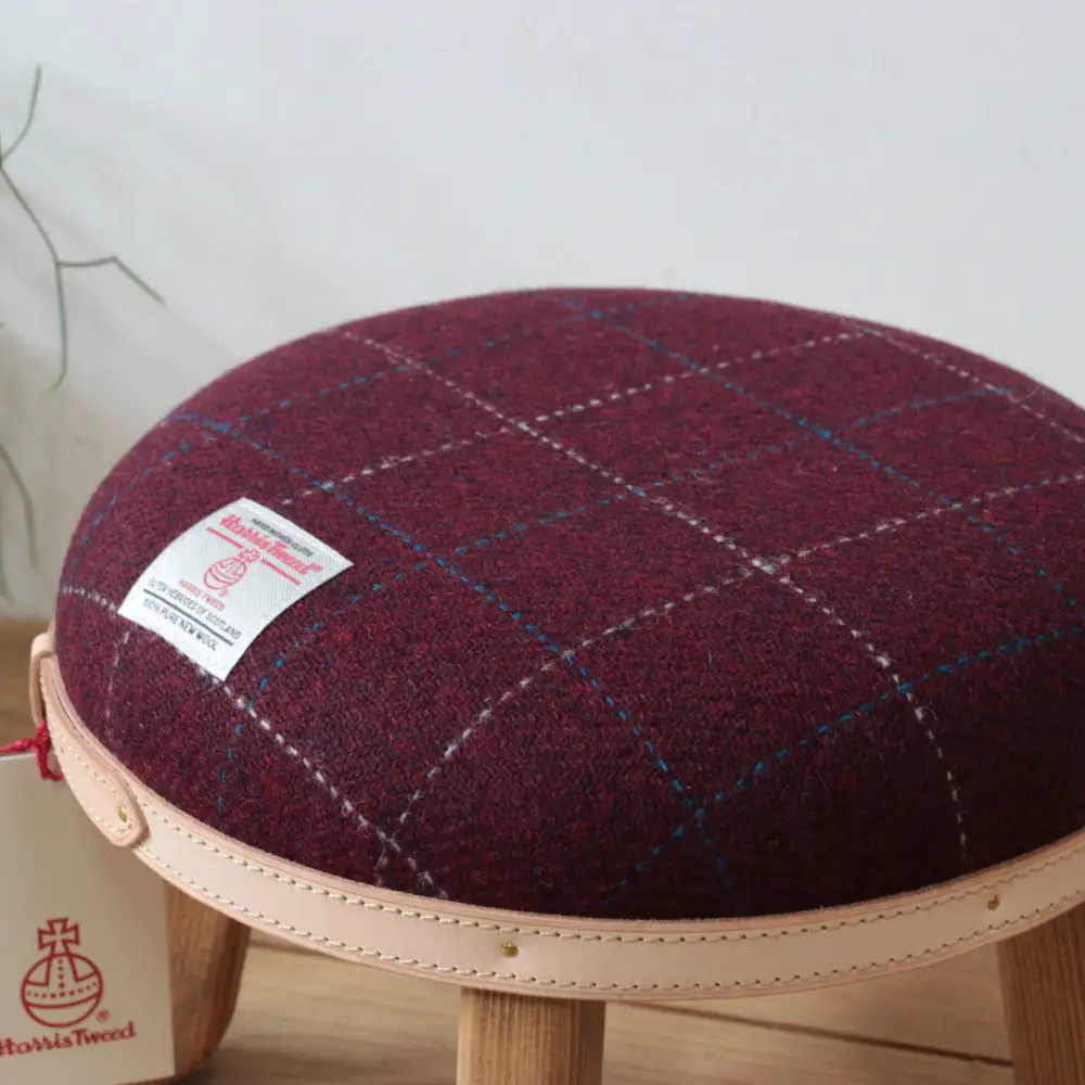 まぁるいスツール【ボルドー】 子供 椅子イスキッズ HARRIS TWEED（ハリスツイード