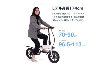 電動アシスト自転車 RICHBIT CITY ASSIST スノーホワイト 【Acalie】 コンパクト 折りたたみ[MGS006-2]