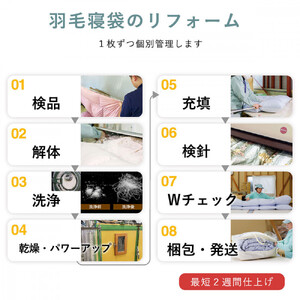 洗える 寝袋 【打ち直し】 使っていない布団を再利用 羽毛布団 肌掛け シングル 羽毛布団→寝袋3枚