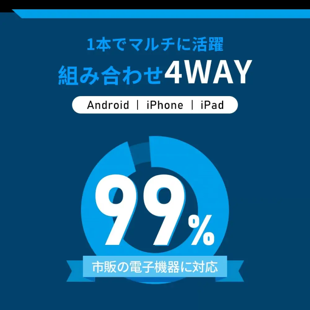 【2025最新】4in1ケーブル Type-C to Type-C充電ケーブル2m iPhone15/16対応 充電コード Type-C / iPhone / USB-A 急速充電対応 マルチケーブル 断線に強い 最大PD60W 時短充電 USB2.0 データ転送 480Mbps 高速データ通信 データ伝送 iOS Android 多機種対応