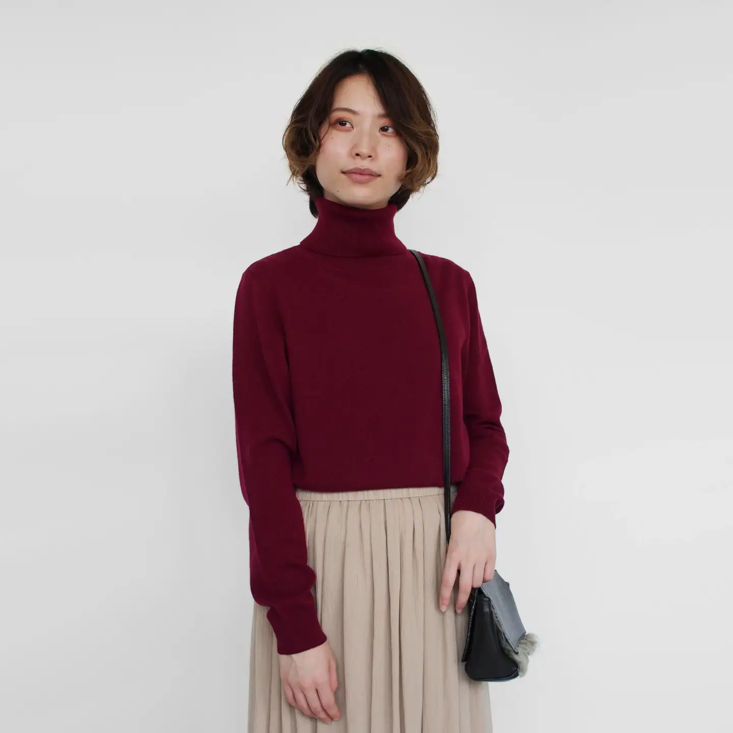 カシミヤタートルネック セーター エンジ L | カシミヤ ニット
