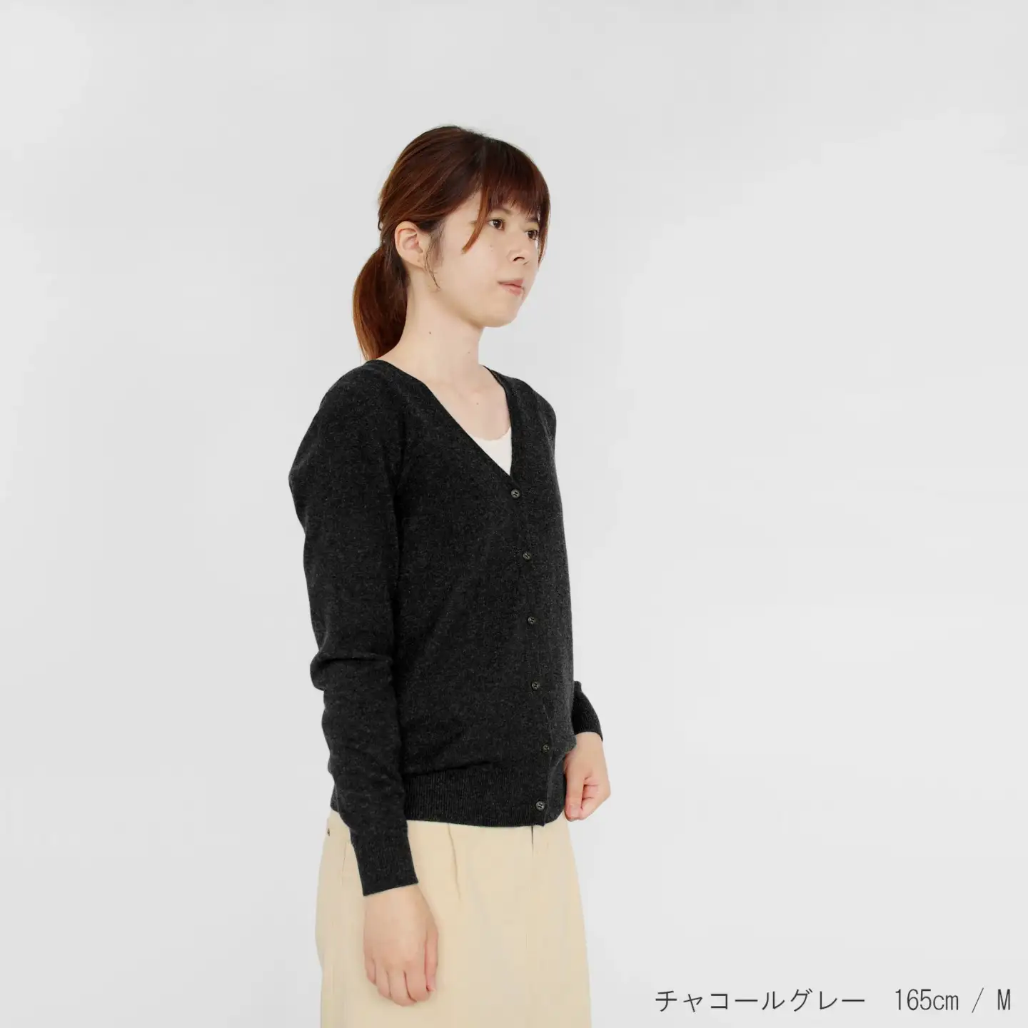 カシミヤニット Vネックカーディガン ( ブラック・L ) レディース