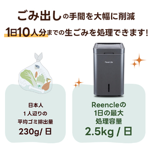 Reencle Gravity 家庭用 生ごみ処理機 ハイブリッド式 (バイオ式×乾燥式) ブラック [1205]