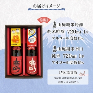0016-106-01 富士高砂酒造 日本酒 IWC受賞酒 山廃 甘口＆辛口セット 720ml×各1本 山廃純米吟醸 山廃純米辛口