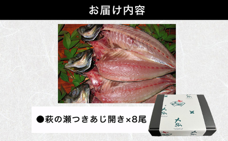 萩の瀬つきあじ開きセット(8尾入り)