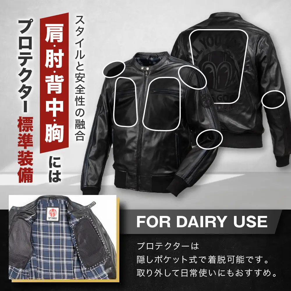【SP忠男コラボ】SP忠男レザージャケット[SPJ-6] ネイビー Mサイズ｜京都 バイクギア 人気ブランド バイク