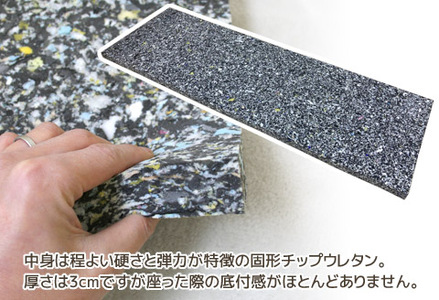 フリークッショ合皮レザー　固形チップウレタン3㎝厚_ブラック【G0588】
