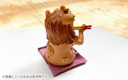 【工房嬉楽】ウチナーそばおいシーサー（小）焼き物 小物 インテリア 沖縄 やちむん 沖縄市 / コザ工芸館ふんどぅ[BCAU018]