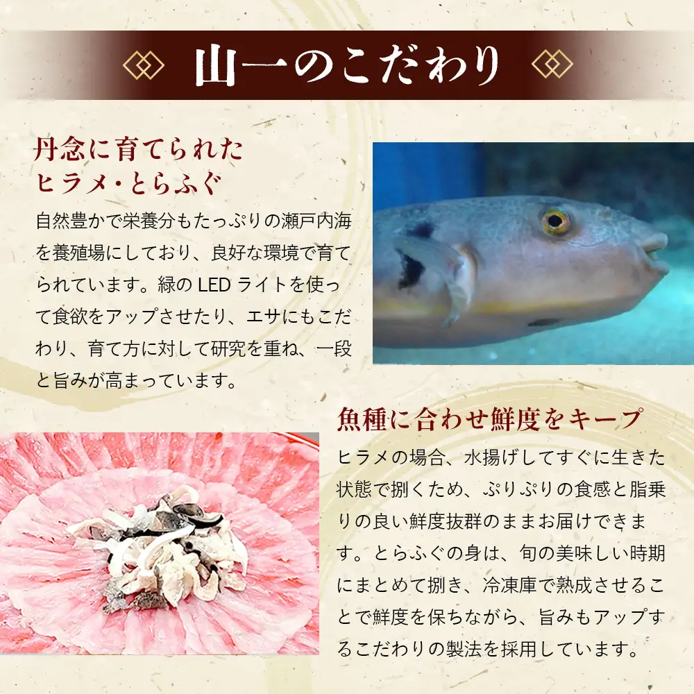 笠戸ひらめ・とらふぐ　お刺身（朱皿プラスチック）約2～3人前【引換券】 ／ ヒラメ さしみ トラフグ 山口県 No.187