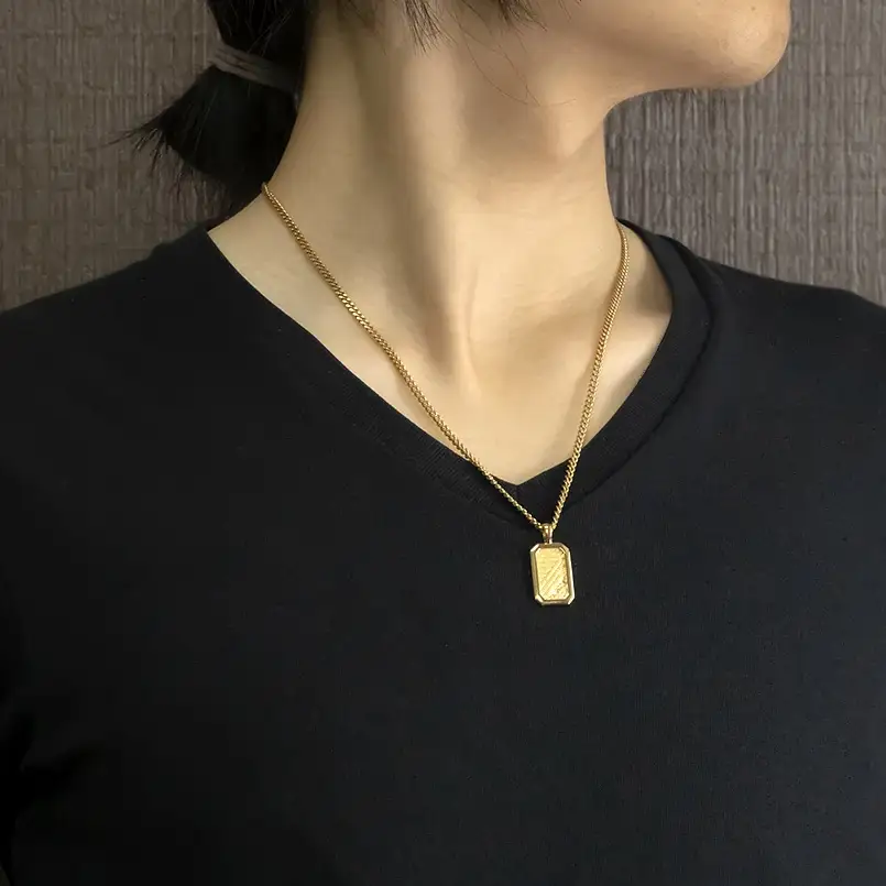 18金 ネックレス K18 インゴット型 喜平用 ペンダントトップ 大きめ プレート ダイヤモンド ゴールド 18k ダイヤ イエローゴールドk18 キヘイ 人気 シンプル ジュエリー 大人 普段 使い 230404102dymbauni-e SWAA295