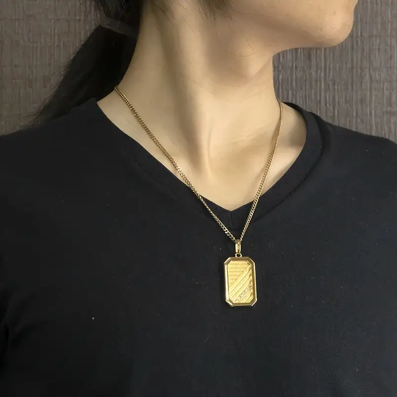 18金 ネックレス K18 インゴット型 喜平用 ペンダントトップ 大ぶり 大きめ プレート ダイヤモンド ゴールド 18k ダイヤ イエローゴールドk18 キヘイ 人気 シンプル ジュエリー おしゃれ 大人 普段 使い 230404102dymbauni-g SWAA297