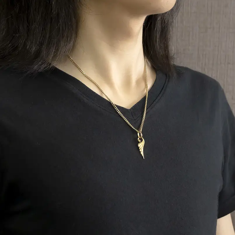 ネックレス 18金 18k メンズ フェザー 羽根 喜平用 ダイヤモンド ペンダントトップ 大ぶり 羽 イエローゴールドK18 ゴールド シンプル ジュエリー 普段 使い 190523100dym-e SWAA334-gd