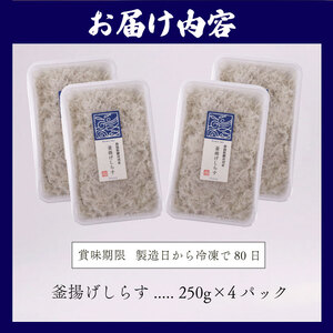 釜揚げしらす 250g 4パック 計 1kg 国産 しらす 【坂口産業】