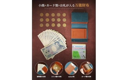 メンズ二つ折り財布 緑青色　【11100-1995】