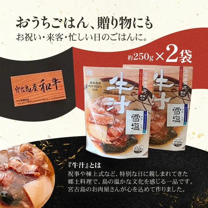 【宮古島産和牛100％】宮古島のお肉屋さんが作った牛汁 ×2袋セット(DK007)
