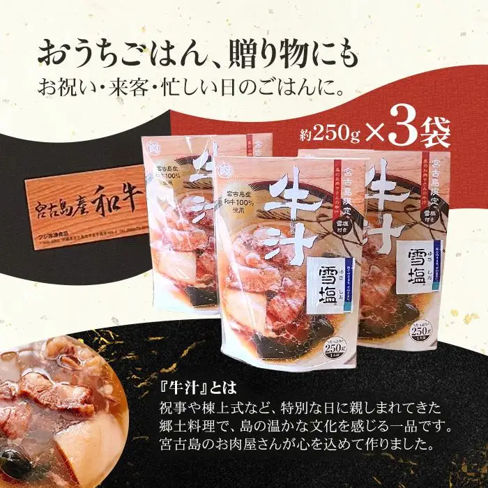 【宮古島産和牛100％】宮古島のお肉屋さんが作った牛汁 ×3袋セット(DK008)