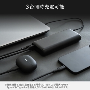 Owltech バッテリー残量が数値で分かる 20000mAh PD60W入出力対応 USB Type-C入出力／USB Type-A出力 モバイルバッテリー OWL-LPB20017-BK ブラック