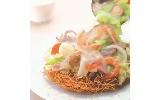 【3ヶ月定期便】 みろくや 長崎 皿うどん (揚麺) 4食分 詰合せ 麺 スープ付き