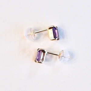 【ジュエリー】K10 イエローゴールド 一粒石アメシスト ピアス 保証書付 KO-0034　242-054-a