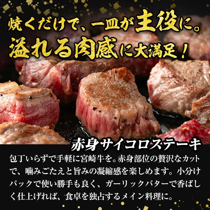 宮崎牛 サイコロステーキ(計800g) 800g お肉 牛肉 黒毛和牛 宮崎牛 ブランド和牛 冷凍 国産 サイコロ 赤身 ステーキ 宮崎県産 【YA007】【YAMATO株式会社】
