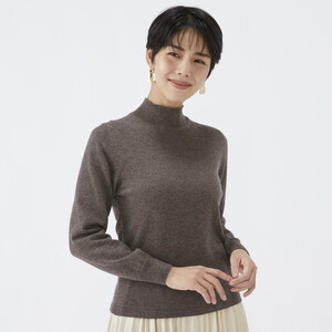 日本製 カシミヤ100% レディース ハイネックセーター モカブラウン S～Lサイズ