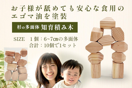 五感で楽しむ-杉の多面体知育積み木 B-878