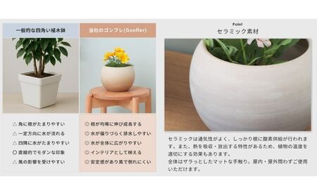 植木鉢 Gonfler(ゴンフレ) 選べるカラー セラミック 約 6号 フラワーポット プランター 鉢 丸い鉢 丸い 丸型 中型 観葉植物 おしゃれ くすみカラー ガーデニング用品 ガーデニング 園芸 インテリア 兵庫 兵庫県 小野市 ベージュ