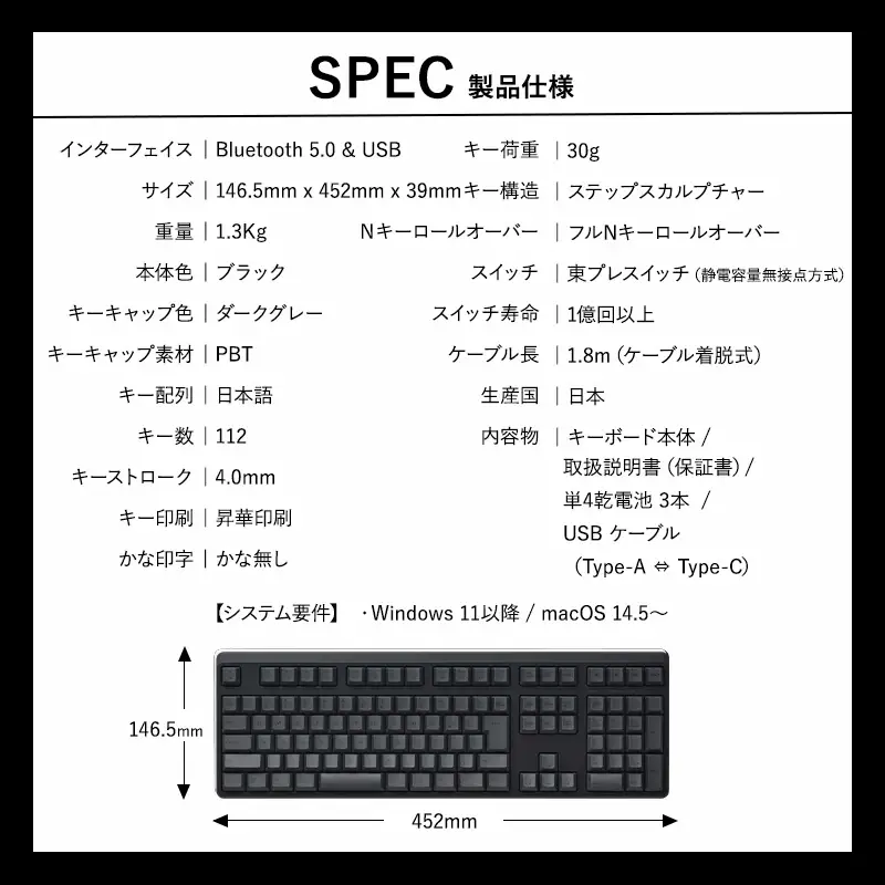 東プレ REALFORCE R4 プロのためのプレミアムキーボード 日本語配列 フルサイズ 30g 黒 (型式：R4HA13)