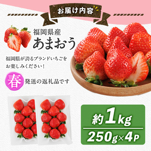 ＜先行予約受付中！2027年2月上旬以降順次発送予定＞博多 あまおう《春》 (計1kg・250g～270g×4パック) いちご イチゴ 苺 ストロベリー 果物 フルーツ おやつ デザート 冷蔵 アマオウ 旬 小分け 【農産物直売所ほたるの里】as52-009
