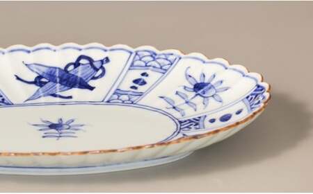 有田焼 芙蓉紋 菊型 オーバルプレート 2個セット【鷹巣瑞光堂】食器 器 うつわ 手描き 楕円皿 50000円 5万円 A50-314