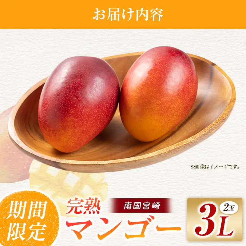 完熟マンゴー 3L×2玉（フルーツ マンゴー 完熟マンゴー アップルマンゴー 果物 くだもの 先行受付 2026 令和8年 宮崎）
