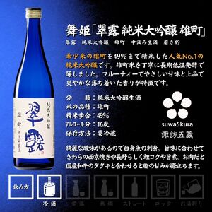 信州 諏訪五蔵 真澄 あらばしり MIYASAKA 舞姫 飲み比べ セット 720ml 3本 「あらばしり樽酒」「MIYASAKA 美山錦しぼりたて生原酒」「翠露 雄町中汲み生酒」 地酒 プレゼント 長野県 諏訪市 ※2025年12月中旬以降 順次発送予定【102-81】