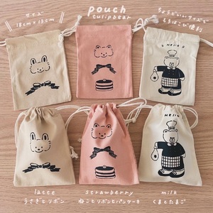[tulip bear (チューリップベア)] hanaさんのイラスト雑貨 4種セット (メッセージカード、マスキングテープ、ハンカチ、ポーチ《選べるポーチデザイン：うさぎとリボン／ねことりぼんとパンケーキ／くまとたまご》)★イラスト：hanaさん [0838]