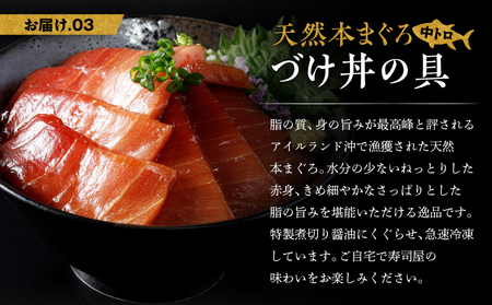 【 まぐろ の 深い味わい を 引き出した 羽床謹製 】 天然本まぐろ 中とろ 3種 食べ比べ ギフト（C307） M019-018 冷凍 マグロ
